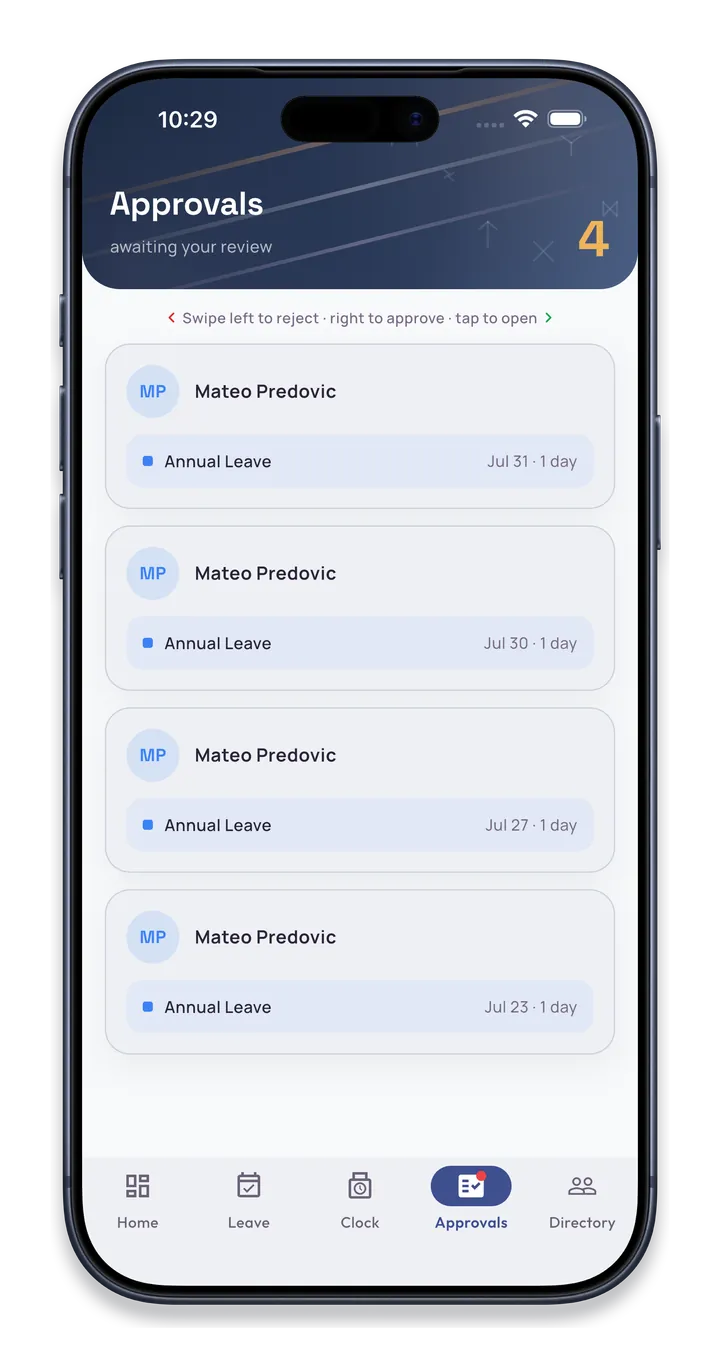Approving requests on the iPhone app